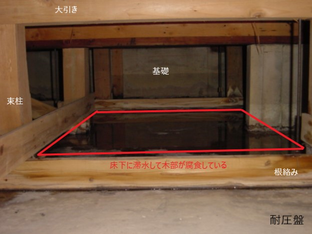 床下の滞水（白蟻駆除サービスセンター愛知）